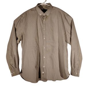 John Varvatos shirt mens L Large 16.5 32/33 gray check plaid slim fit designer
